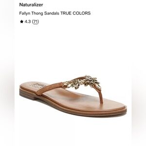 Naturalizer Fallon Tan Thong Sandals with Embellishments